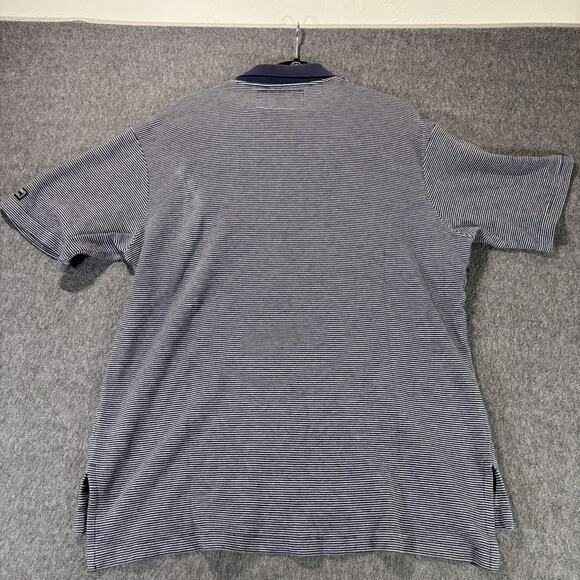 Polo Sport Ralph Lauren Polo Shirt Mens Large Navy Blue White Striped Sportsman - Picture 6 of 6